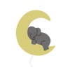 applique murale pour chambre enfant elephant sur lune jaune