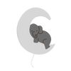 lampe murale pour bébé elephanteau sur lune blanc